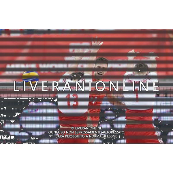 14.09.2014 - Lodz , Atlas Arena , siatkowka , Mistrzostwa Swiata 2014 , grupa E Polska (biale) - Francja (czerwone) , FIVB Men\'s World Championship , pool E Poland (white) - France (red) N/Z Michal Kubiak , Antonin Rouzier , Piotr Nowakowski Fot. Mariusz Palczynski / MPAimages.com / NEWSPIX.PL --- Newspix.pl /Agenzia Aldo Liverani sas - ITALY ONLY - Polonia - Francia Campionati Mondiali Volley maschile FIVB pallavolo Polonia 2014 *** Local Caption *** www.newspix.pl mail us: info@newspix.pl call us: 0048 022 23 22 222 --- Polish Picture Agency by Ringier Axel Springer Poland
