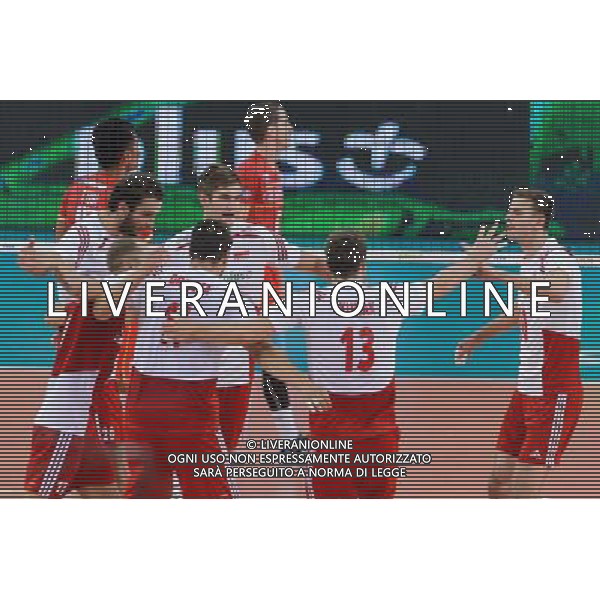 14.09.2014 - Lodz , Atlas Arena , siatkowka , Mistrzostwa Swiata 2014 , grupa E Polska (biale) - Francja (czerwone) , FIVB Men\'s World Championship , pool E Poland (white) - France (red) N/Z Mateusz Mika , Pawel Zatorski , Fabian Drzyzga , Karol Klos , Michal Kubiak , Mariusz Wlazly Fot. Mariusz Palczynski / MPAimages.com / NEWSPIX.PL --- Newspix.pl /Agenzia Aldo Liverani sas - ITALY ONLY - Polonia - Francia Campionati Mondiali Volley maschile FIVB pallavolo Polonia 2014 *** Local Caption *** www.newspix.pl mail us: info@newspix.pl call us: 0048 022 23 22 222 --- Polish Picture Agency by Ringier Axel Springer Poland