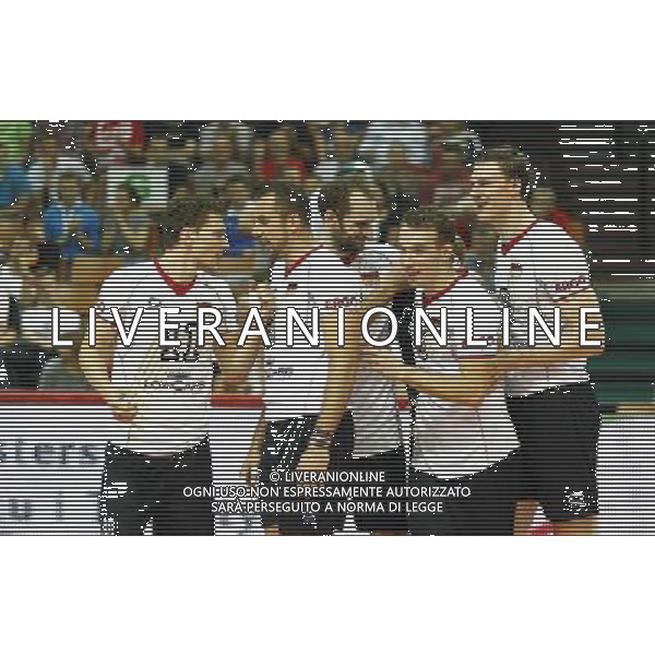 14.09.2014 - Katowice , Mistrzostwa Swiata . POLAND, FIVB Volleyball Men\'s World Championship 2014 . Niemcy (bialo-czarne - Kanada (czerwone) n/z. radosc siatkarzy Niemiec po 2 secie - z okazji awansu do czolowej 6 mistrzostw . Fot. Tomasz Wantula / EDYTOR.net / NEWSPIX.PL --- Newspix.pl /Agenzia Aldo Liverani sas - ITALY ONLY - Germania - Canada Campionati Mondiali Volley maschile FIVB pallavolo Polonia 2014 *** Local Caption *** www.newspix.pl mail us: info@newspix.pl call us: 0048 022 23 22 222 --- Polish Picture Agency by Ringier Axel Springer Poland