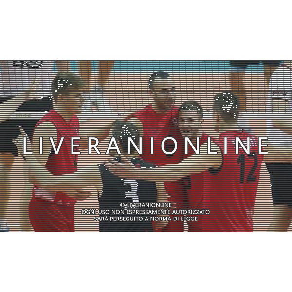 14.09.2014 - Katowice , Mistrzostwa Swiata . POLAND, FIVB Volleyball Men\'s World Championship 2014 . Niemcy (bialo-czarne - Kanada (czerwone) n/z. radosc siatkarzy Kanady . Fot. Tomasz Wantula / EDYTOR.net / NEWSPIX.PL --- Newspix.pl /Agenzia Aldo Liverani sas - ITALY ONLY - Germania - Canada Campionati Mondiali Volley maschile FIVB pallavolo Polonia 2014 *** Local Caption *** www.newspix.pl mail us: info@newspix.pl call us: 0048 022 23 22 222 --- Polish Picture Agency by Ringier Axel Springer Poland