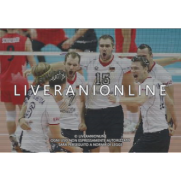 14.09.2014 - Katowice , Mistrzostwa Swiata . POLAND, FIVB Volleyball Men\'s World Championship 2014 . Niemcy (bialo-czarne - Kanada (czerwone) n/z. radosc siatkarzy Niemiec . Fot. Tomasz Wantula / EDYTOR.net / NEWSPIX.PL --- Newspix.pl /Agenzia Aldo Liverani sas - ITALY ONLY - Germania - Canada Campionati Mondiali Volley maschile FIVB pallavolo Polonia 2014 *** Local Caption *** www.newspix.pl mail us: info@newspix.pl call us: 0048 022 23 22 222 --- Polish Picture Agency by Ringier Axel Springer Poland