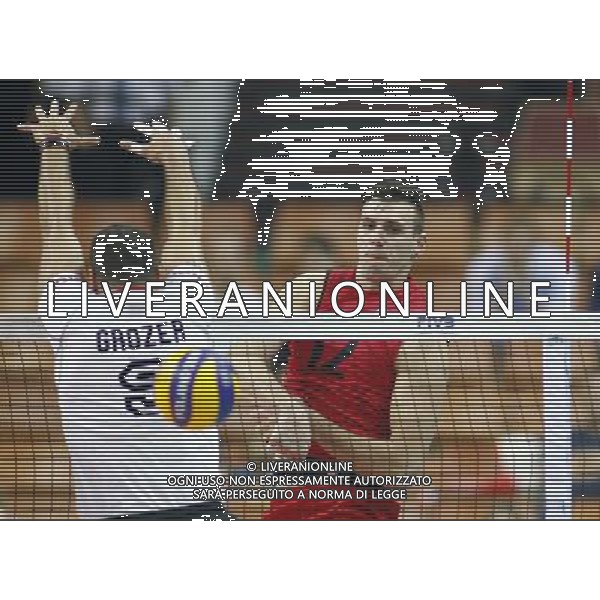 14.09.2014 - Katowice , Mistrzostwa Swiata . POLAND, FIVB Volleyball Men\'s World Championship 2014 . Niemcy (bialo-czarne - Kanada (czerwone) n/z. Gavin Schmidt . Fot. Tomasz Wantula / EDYTOR.net / NEWSPIX.PL --- Newspix.pl /Agenzia Aldo Liverani sas - ITALY ONLY - Germania - Canada Campionati Mondiali Volley maschile FIVB pallavolo Polonia 2014 *** Local Caption *** www.newspix.pl mail us: info@newspix.pl call us: 0048 022 23 22 222 --- Polish Picture Agency by Ringier Axel Springer Poland