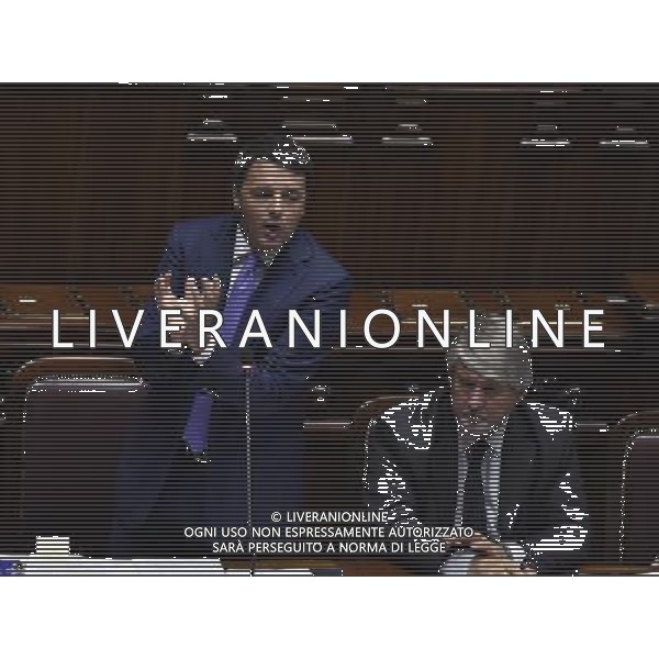Camera, Matteo Renzi spiega il programma dei \'mille giorni\' del suo governo a Montecitorio Roma 16 settembre 2014 nella foto Matteo Renzi con Poletti Giuliano ©Corradetti/Agenzia Aldo Liverani sas