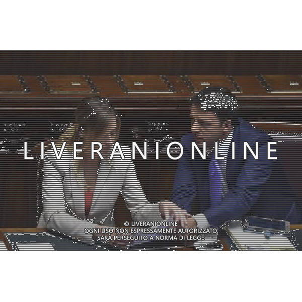 Camera, Matteo Renzi spiega il programma dei \'mille giorni\' del suo governo a Montecitorio Roma 16 settembre 2014 nella foto con MariaElena Boschi ©Corradetti/Agenzia Aldo Liverani sas