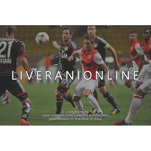Joao Moutinho / Gonzalo Castro - 16.09.2014 - Monaco / Bayer Leverkusen - Champions League Photo : Neal Simpson / Icon Sport AG ALDO LIVERANI SAS ONLY ITALY