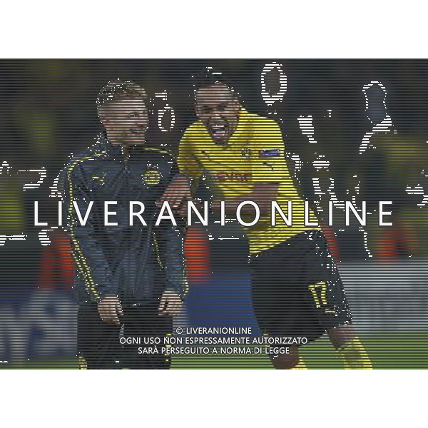 firo : 16.09.2014 Fu§ball, Champions League Saison 2014/2015, BVB Borussia Dortmund - Arsenal London 2:0 Ciro Immobile und Pierre-Emerick Aubameyang Jubel $worldrights,Es gelten unsere AGB, einsehbar auf www.firosportphoto.de, copyright by firo sportphoto: Coesfelder Str. 207 D-48249 DŸlmen www.firosportphoto.de mail@firosportphoto.de (V o l k s b a n k B o c h u m - W i t t e n ) BLZ.: 430 601 29 Kt. Nr.: 341 117 100 Tel:Ê +49-2594-9916004 Fax:Ê+49-2594-9916005 AG ALDO LIVERANI SAS ONLY ITALY
