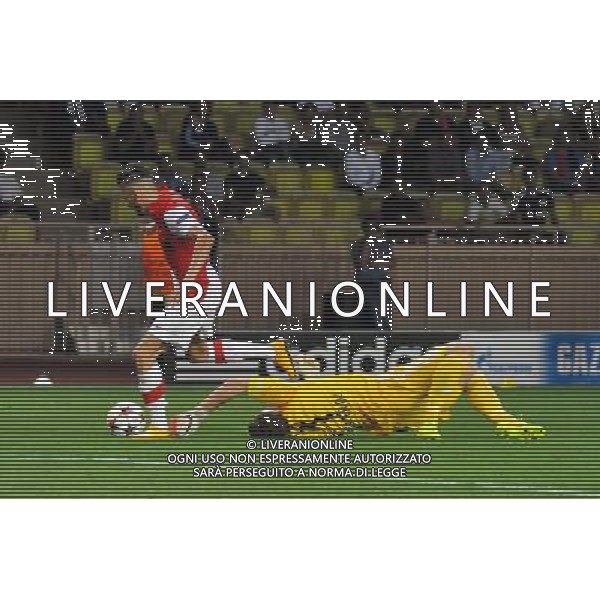 Yannick Ferreira Carrasco / Bernd Leno - 16.09.2014 - Monaco / Bayer Leverkusen - Champions League Photo : Neal Simpson / Icon Sport AG ALDO LIVERANI SAS ONLY ITALY