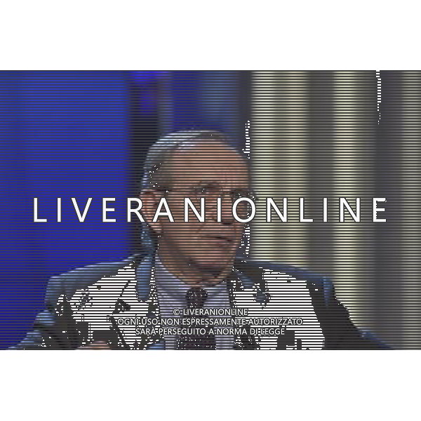 Il Ministro PierCarlo Padoan ospite della trasmissione televisiva \'Porta a Porta\' Rai1 - Roma 16 settembre 2014 ©Corradetti/Agenzia Aldo Liverani sas