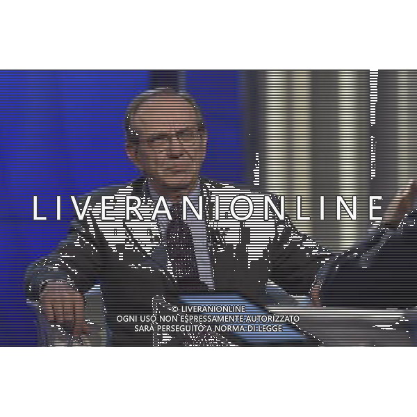 Il Ministro PierCarlo Padoan ospite della trasmissione televisiva \'Porta a Porta\' Rai1 - Roma 16 settembre 2014 ©Corradetti/Agenzia Aldo Liverani sas