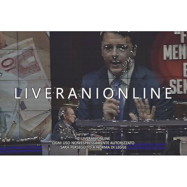 Il Ministro PierCarlo Padoan ospite della trasmissione televisiva \'Porta a Porta\' Rai1 - Roma 16 settembre 2014 ©Corradetti/Agenzia Aldo Liverani sas