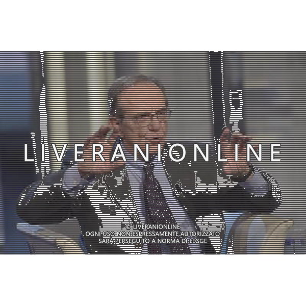 Il Ministro PierCarlo Padoan ospite della trasmissione televisiva \'Porta a Porta\' Rai1 - Roma 16 settembre 2014 ©Corradetti/Agenzia Aldo Liverani sas