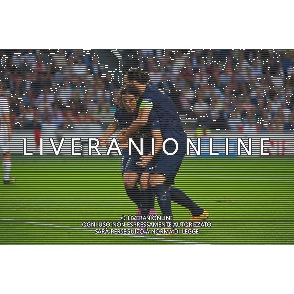 Joie Edinson CAVANI / Zlatan IBRAHIMOVIC - 17.09.2014 - Ajax Amsterdam / Paris Saint Germain - Champions League Photo : Dave Winter / Icon Sport /Agenzia Aldo Liverani sas - ITALY ONLY - EDITORIAL USE ONLY