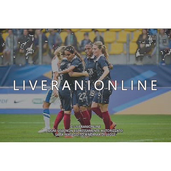 Joie Eugenie LE SOMMIER / Amel MAJRI / Marie Laure DELIE / Amandine HENRY - 17.09.2014 - France / Finlande - Eliminatoire Coupe du Monde 2015 - Photo : Fred Porcu / Icon Sport /Agenzia Aldo Liverani sas - ITALY ONLY - Francia Vs Finlandia partita calcio nazionale femminile qualificazioni mondiali 2015