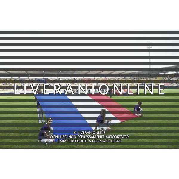 Illustration Drapeau Equipe de France / Fanion Coupe du Monde Canada 2015 - 17.09.2014 - France / Finlande - Eliminatoires Coupe du Monde 2015 Photo : Fred Porcu / Icon Sport /Agenzia Aldo Liverani sas - ITALY ONLY - Francia Vs Finlandia partita calcio nazionale femminile qualificazioni mondiali 2015