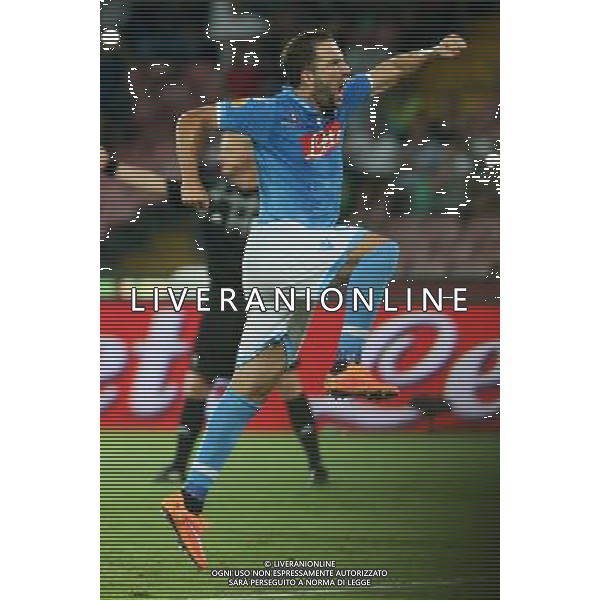 NAPOLI - SPARTA PRAGA UEFA EUROPA LEAGUE 18 SETTEMBRE 2014 NELLA FOTO: ESULTANZA DOPO IL GOL DI HIGUAIN ©MOSCA/Agenzia Aldo Liverani sas