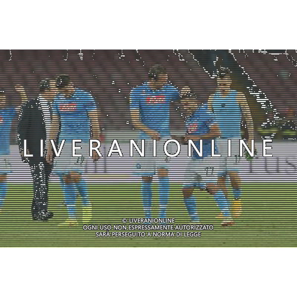 NAPOLI - SPARTA PRAGA UEFA EUROPA LEAGUE 18 SETTEMBRE 2014 NELLA FOTO: ESULTANZA DI MICHU, GARGANO A FINE GARA ©MOSCA/Agenzia Aldo Liverani sas