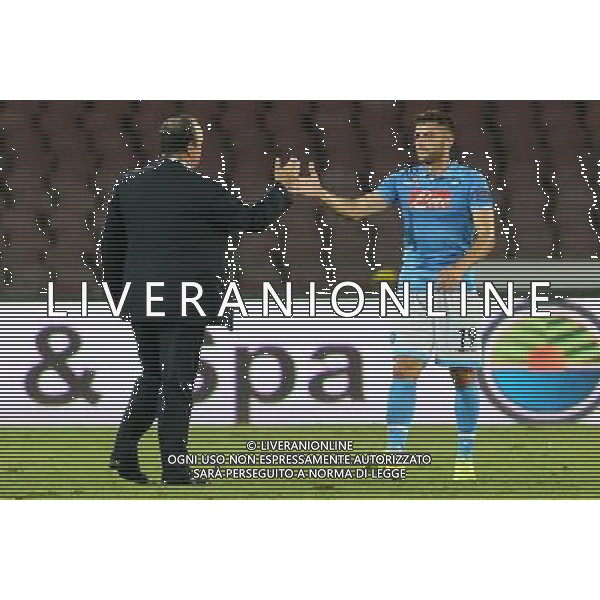 NAPOLI - SPARTA PRAGA UEFA EUROPA LEAGUE 18 SETTEMBRE 2014 NELLA FOTO: ESULTANZA DI BENITEZ E DAVID LOPEZ A FINE GARA ©MOSCA/Agenzia Aldo Liverani sas
