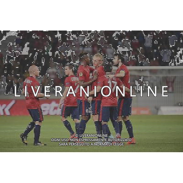 Joie Lille - Divock ORIGI / Simon KJAER / Marko BASA - 18.09.2014 - Europa League - Lille / Krasnodar Photo : Fred Porcu / Icon Sport /Agenzia Aldo Liverani sas - ITALY ONLY - EDITORIAL USE ONLY