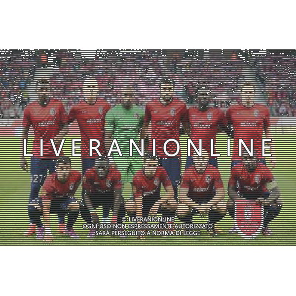 Pose Equipe Lille - Divock ORIGI / Simon KJAER / Vincent ENYEAMA / Marko BASA / Pape SOUARE / Nolan ROUX Ronny LOPES / Idrissa Gana GUEYE / Sebastien CORCHIA / Florent BALMONT / Rio MAVUBA - 18.09.2014 - Europa League - Lille / Krasnodar - formazione Photo : Fred Porcu / Icon Sport /Agenzia Aldo Liverani sas - ITALY ONLY - EDITORIAL USE ONLY
