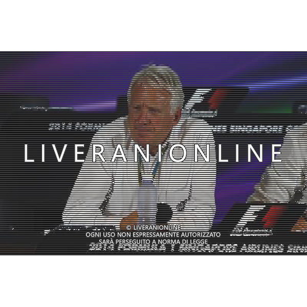 Charlie Whiting (GBR) FIA Delegate in a FIA Press Conference. 19.09.2014. Formula 1 World Championship, Rd 14, Singapore Grand Prix, Singapore, Singapore, Practice Day. - www.xpbimages.com, EMail: requests@xpbimages.com - copy of publication required for printed pictures. Every used picture is fee-liable. © Copyright: Batchelor / XPB Images /Agenzia Aldo Liverani sas - ITALY ONLY - EDITORIAL USE ONLY - PROVE LIBERE