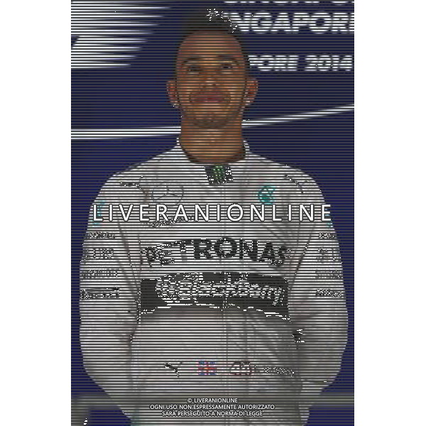 1st place Lewis Hamilton (GBR) Mercedes AMG F1. 21.09.2014. Formula 1 World Championship, Rd 14, Singapore Grand Prix, Singapore, Singapore, Race Day. AG ALDO LIVERANI SAS ONLY ITALY
