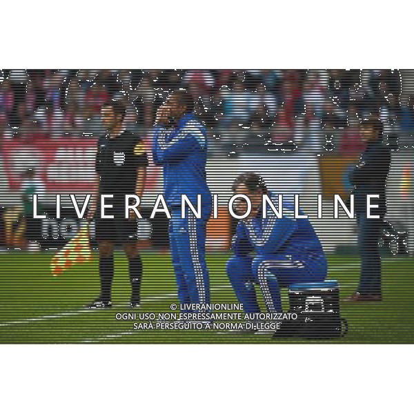 Marcelo BIELSA / Franck PASSY - 23.09.2014 - Reims / Marseille - 7eme journee de Ligue 1 - Photo : Fred Porcu / Icon Sport AG ALDO LIVERANI SAS ONLY ITALY