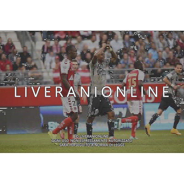 Deception Antoine CONTE / Joie Andre AYEW - 23.09.2014 - Reims / Marseille - 7eme journee Ligue 1 Photo : Fred Porcu / Icon Sport /Agenzia Aldo Liverani sas - ITALY ONLY - EDITORIAL USE ONLY