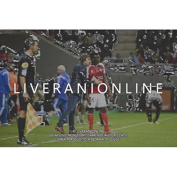 Jean Luc VASSEUR / Benjamin MOUKANDJO - 23.09.2014 - Reims / Marseille - 7eme journee Ligue 1 Photo : Fred Porcu / Icon Sport /Agenzia Aldo Liverani sas - ITALY ONLY - EDITORIAL USE ONLY