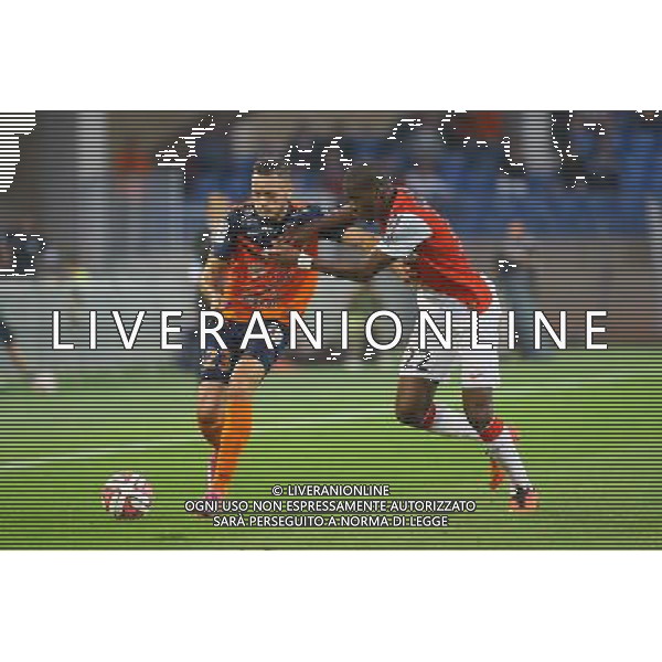 Jamel SAIHI / Geoffrey KONDOGBIA - 24.09.2014 - Montpellier / Monaco - 7eme journee de Ligue 1 Photo : Nicolas Guyonnet / Icon Sport /Agenzia Aldo Liverani sas - ITALY ONLY - EDITORIAL USE ONLY