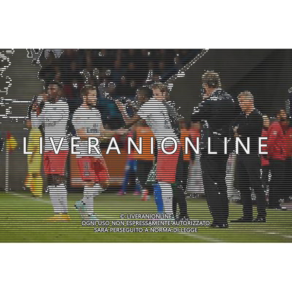 Blaise MATUIDI / Yohan CABAYE / Laurent BLANC - 24.09.2014 - Caen / PSG - 7eme journee de Ligue 1 Photo : Fred Porcu / Icon Sport AG ALDO LIVERANI SAS ONLY ITALY