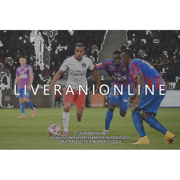 Lucas MOURA / Dennis APPIAH - 24.09.2014 - Caen / PSG - 7eme journee de Ligue 1 Photo : Fred Porcu / Icon Sport AG ALDO LIVERANI SAS ONLY ITALY