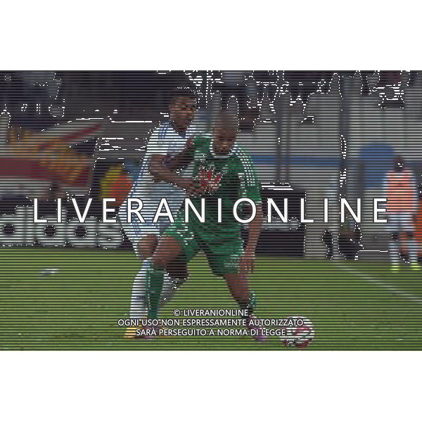 Mario LEMINA / Kevin MONNET PAQUET - 28.09.2014 - Marseille / Saint Etienne - 8eme journee de Ligue 1 Photo : Gaston Petrelli / Icon Sport