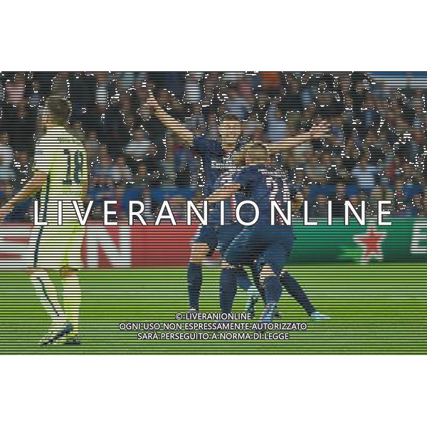 Joie PSG - Thiago MOTTA / David LUIZ - 30.09.2014 - Paris Saint Germain / Barcelone - Champions League Photo : Aurelien Meunier / Icon Sport AG ALDO LIVERANI SAS ONLY ITALY