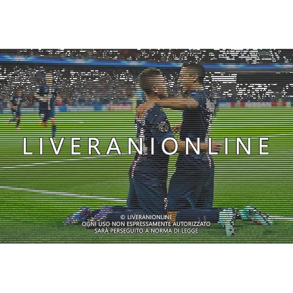 Joie PSG - Marco VERRATTI / MARQUINHOS - 30.09.2014 - Paris Saint Germain / Barcelone - Champions League Photo : Aurelien Meunier / Icon Sport AG ALDO LIVERANI SAS ONLY ITALY