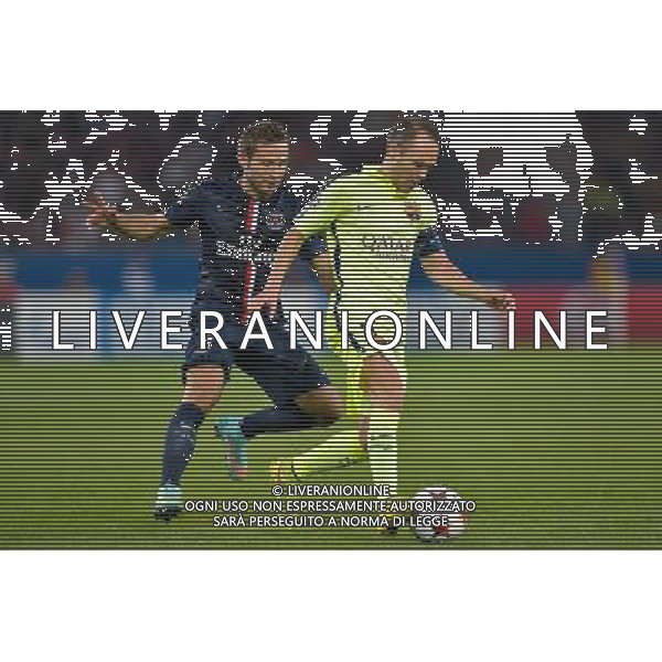 Yohan Cabaye / Andres Iniesta - 30.09.2014 - Paris Saint Germain / Barcelone - Champions League Photo : Aurelien Meunier / Icon Sport AG ALDO LIVERANI SAS ONLY ITALY