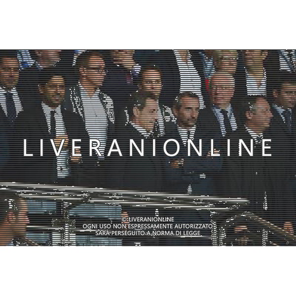 Nasser AL KHELAIFI / Nicolas SARKOZY / Jean Claude BLANC - 30.09.2014 - Paris Saint Germain / Barcelone - Champions League Photo : Dave Winter / Icon Sport AG ALDO LIVERANI SAS ONLY ITALY