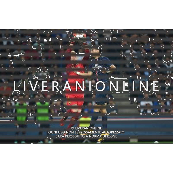 Marc Andre TER STEGEN / Javier PASTORE - 30.09.2014 - Paris Saint Germain / Barcelone - Champions League Photo : Dave Winter / Icon Sport AG ALDO LIVERANI SAS ONLY ITALY