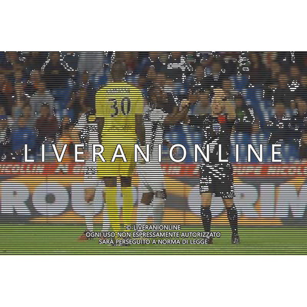 Benjamin ANGOUA empeche Philippe KALT d\'expulser Mamadou SAMASSA - 27.09.2014 - Montpellier / Guingamp - 8eme journee de Ligue 1 Photo : Nicolas Guyonnet / Icon Sport /Agenzia Aldo Liverani sas - ITALY ONLY - EDITORIAL USE ONLY