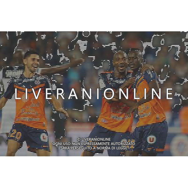 joie Victor Hugo MONTANO / Souleymane CAMARA - 27.09.2014 - Montpellier / Guingamp - 8eme journee de Ligue 1 Photo : Nicolas Guyonnet / Icon Sport /Agenzia Aldo Liverani sas - ITALY ONLY - EDITORIAL USE ONLY