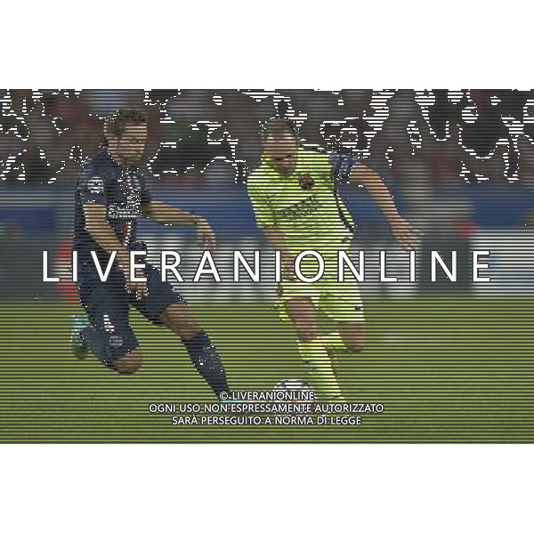 Yohan CABAYE / Andres INIESTA - 30.09.2014 - Paris Saint Germain / Barcelone - Champions League Photo : Aurelien Meunier / Icon Sport /Agenzia Aldo Liverani sas - ITALY ONLY - EDITORIAL USE ONLY - PSG - BARCELLONA