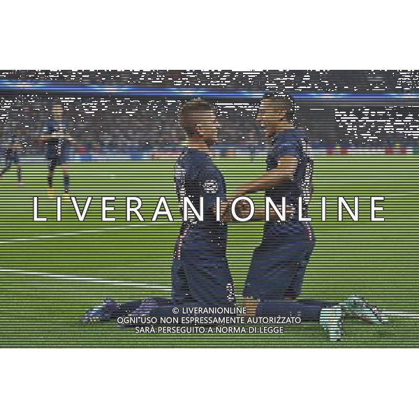 Joie PSG - Marco VERRATTI / MARQUINHOS - 30.09.2014 - Paris Saint Germain / Barcelone - Champions League Photo : Aurelien Meunier / Icon Sport /Agenzia Aldo Liverani sas - ITALY ONLY - EDITORIAL USE ONLY - PSG - BARCELLONA