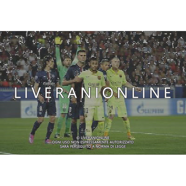 Thiago MOTTA / NEYMAR / Jeremy MATHIEU - 30.09.2014 - Paris Saint Germain / Barcelone - Champions League Photo : Aurelien Meunier / Icon Sport /Agenzia Aldo Liverani sas - ITALY ONLY - EDITORIAL USE ONLY - PSG - BARCELLONA