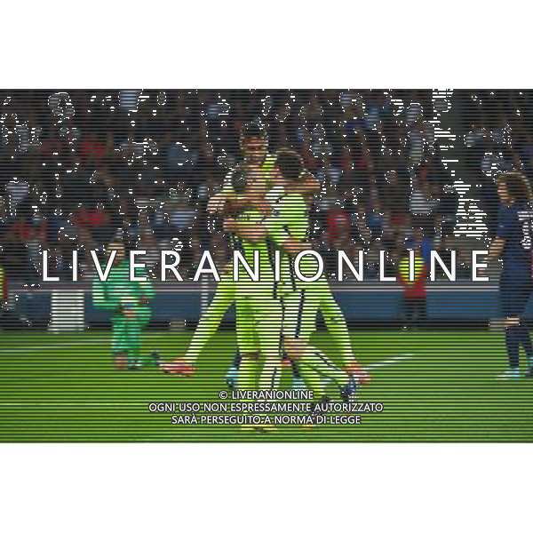 Joie Barcelone - Lionel MESSI / Andres INIESTA / NEYMAR - 30.09.2014 - Paris Saint Germain / Barcelone - Champions League Photo : Dave Winter / Icon Sport /Agenzia Aldo Liverani sas - ITALY ONLY - EDITORIAL USE ONLY - PSG - BARCELLONA