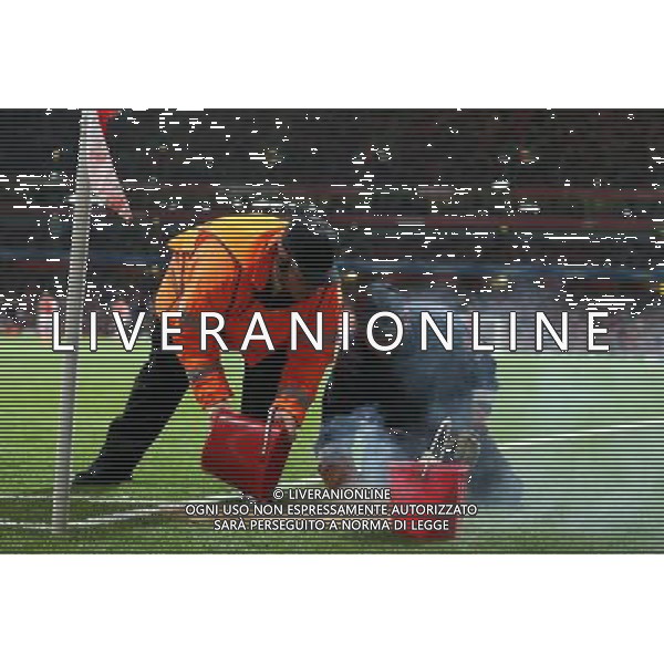 Galatasaray fans setting of Firecrakers Photographer Kieran Galvin/CameraSport Football - UEFA Champions League Group D - Arsenal v Galatasaray - Wednesday 1st October 2014 - The emirates Stadium - London © CameraSport - 43 Linden Ave. Countesthorpe. Leicester. England. LE8 5PG - Tel: +44 (0) 116 277 4147 - admin@camerasport.com - www.camerasport.com AG ALDO LIVERANI SAS ONLY ITALY