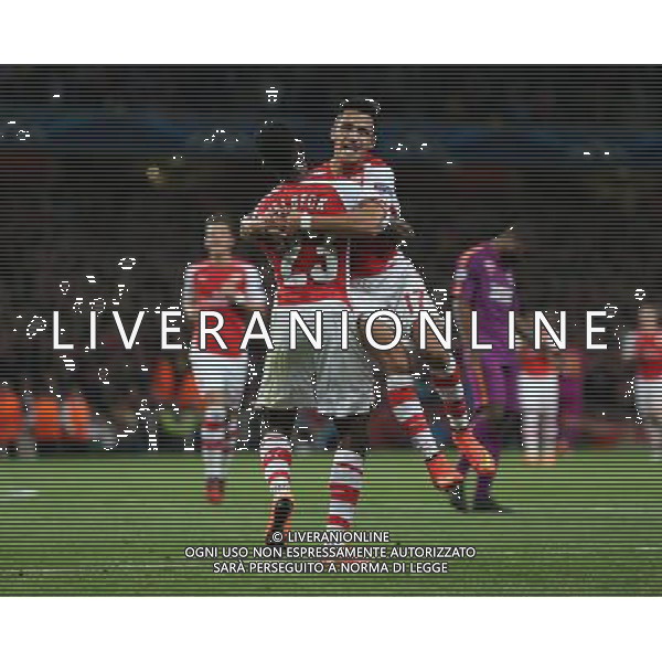 Arsenal\'s Danny Welbeck celebrates his goal WITH Arsenal\'s Alexis Sanchez Photographer Kieran Galvin/CameraSport Football - UEFA Champions League Group D - Arsenal v Galatasaray - Wednesday 1st October 2014 - The emirates Stadium - London © CameraSport - 43 Linden Ave. Countesthorpe. Leicester. England. LE8 5PG - Tel: +44 (0) 116 277 4147 - admin@camerasport.com - www.camerasport.com AG ALDO LIVERANI SAS ONLY ITALY