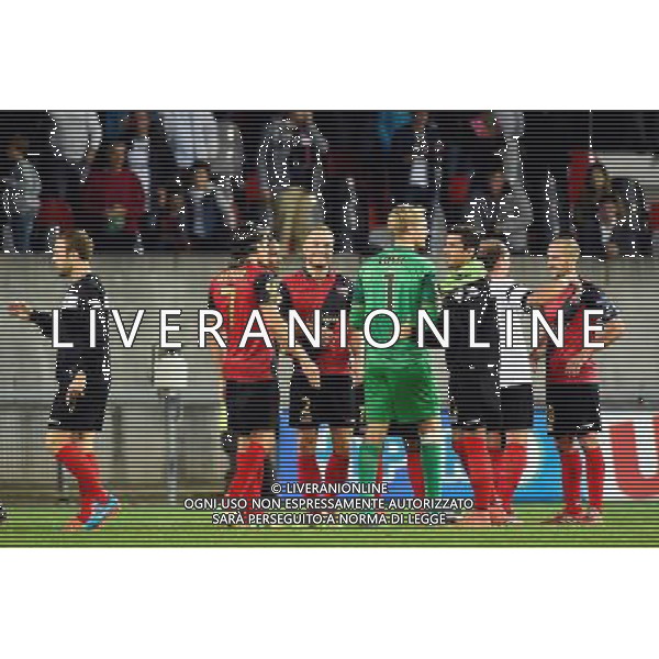 Joie Guingamp - Dorian LEVEQUE / Lars JACOBSEN - 02.10.2014 - Guingamp / PAOK Salonique - Europa League Photo : Fred Porcu / Icon Sport AG ALDO LIVERANI SAS ONLY ITALY