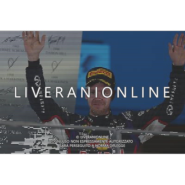 2nd place Sebastian Vettel (GER) Red Bull Racing RB10. 21.09.2014. Formula 1 World Championship, Rd 14, Singapore Grand Prix, Singapore, Singapore, Race Day. 