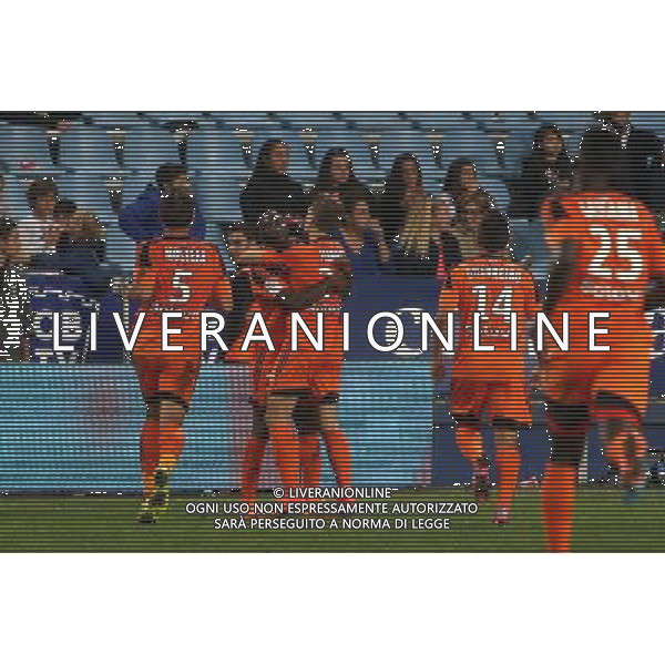 Joie Lorient - Gilles SUNU - 04.10.2014 - Bastia / Lorient - 9eme journee de Ligue 1 Photo : Michel Maestracci / Icon Sport AG ALDO LIVERANI SAS ONLY ITALY
