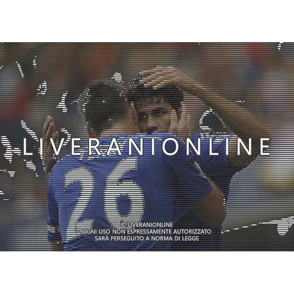 Chelsea\'s Diego Costa congratulated by John Terry after scoring their 2nd goal Photographer Ashley Western/CameraSport Football - Barclays Premiership - Chelsea v Arsenal - Sunday 05th October 2014 - Stamford Bridge - London © CameraSport - 43 Linden Ave. Countesthorpe. Leicester. England. LE8 5PG - Tel: +44 (0) 116 277 4147 - admin@camerasport.com - www.camerasport.com AG ALDO LIVERANI SAS ONLY ITALY