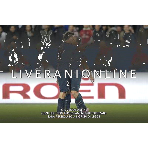 Joie PSG - LUCAS MOURA / Javier PASTORE - 05.10.2014 - Paris Saint Germain / Monaco - 9eme journee de Ligue 1 Photo : Aurelien Meunier / Icon Sport /Agenzia Aldo Liverani sas - ITALY ONLY - EDITORIAL USE ONLY